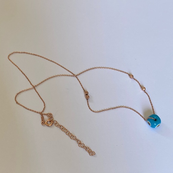 🧿925 Silver blue evil eye necklace 14k rose gold plated - Picture 7 of 7